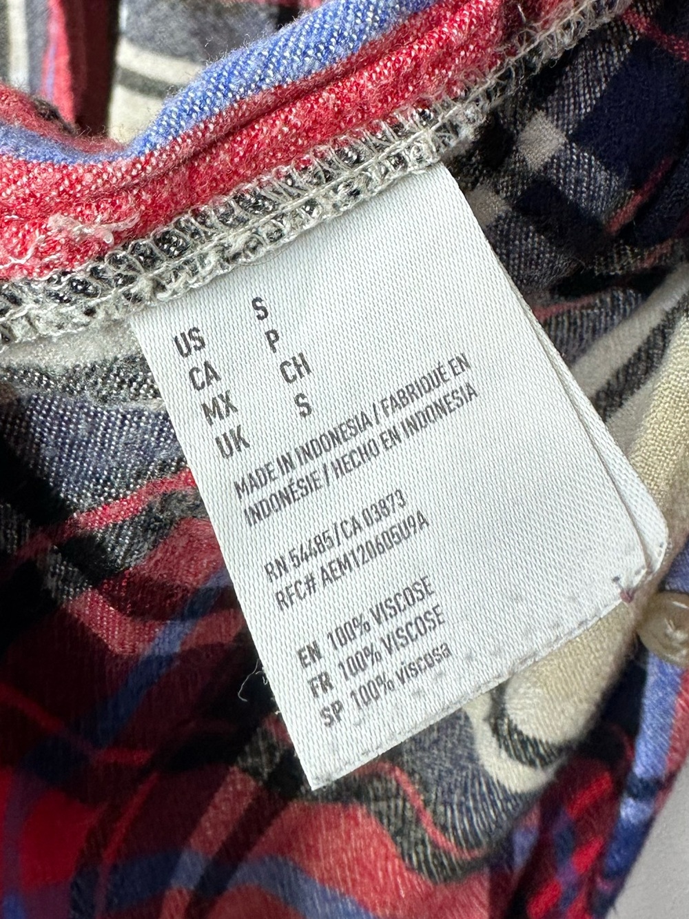 American Eagle Outfitters Plaid Boyfriend Fit Shirt Jacket - Red, Navy & Cream - Picture 4 of 5
